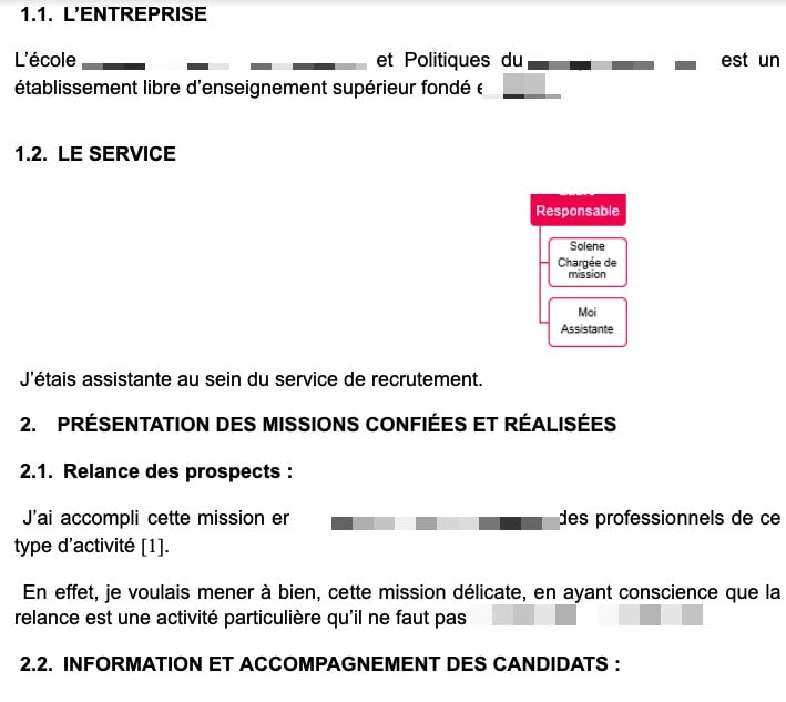 Exemple rédaction de rapport de stage
