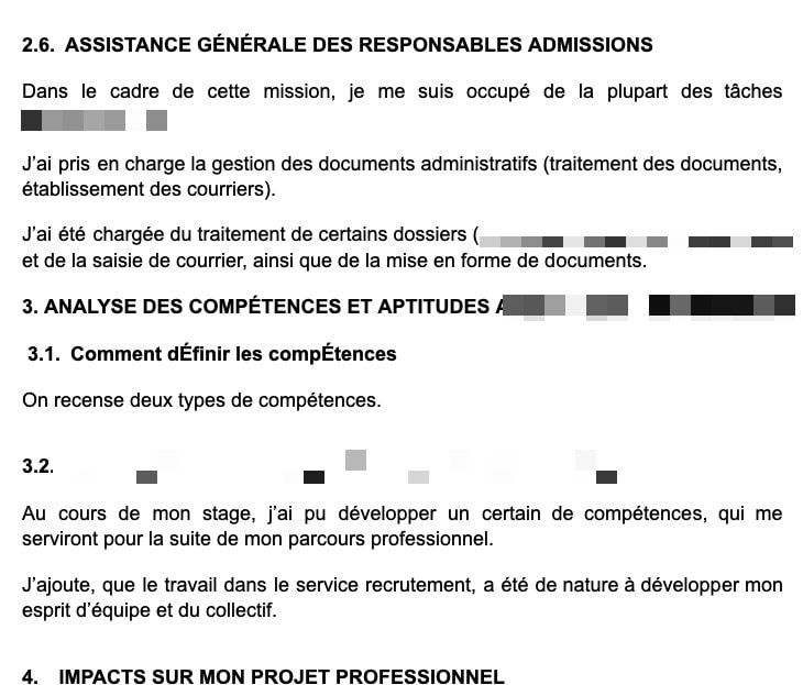 Exemple rédaction de rapport de stage